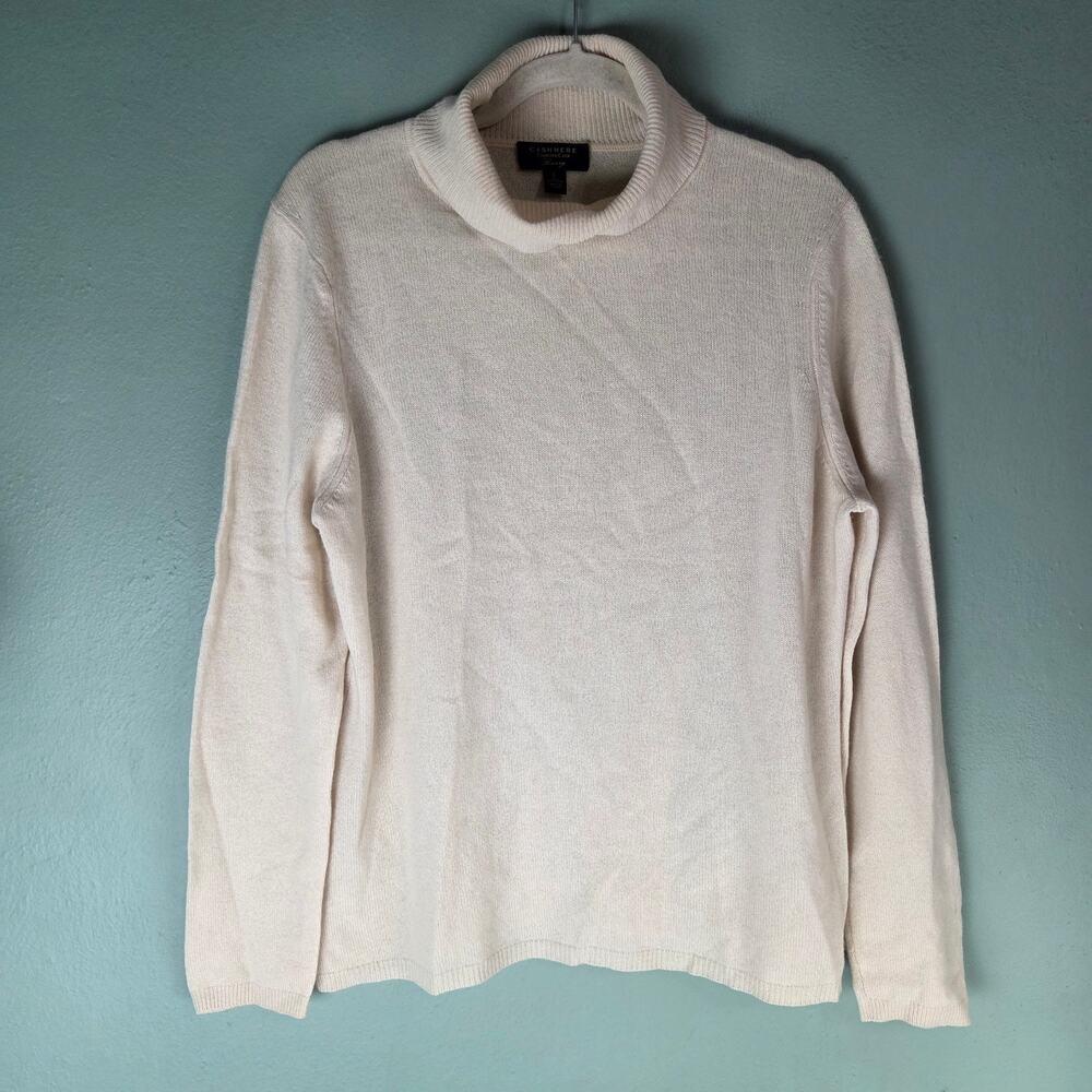 Charter Club Womens Cream Turtleneck Long Sleeve Cashmere Sweater Large Luxury